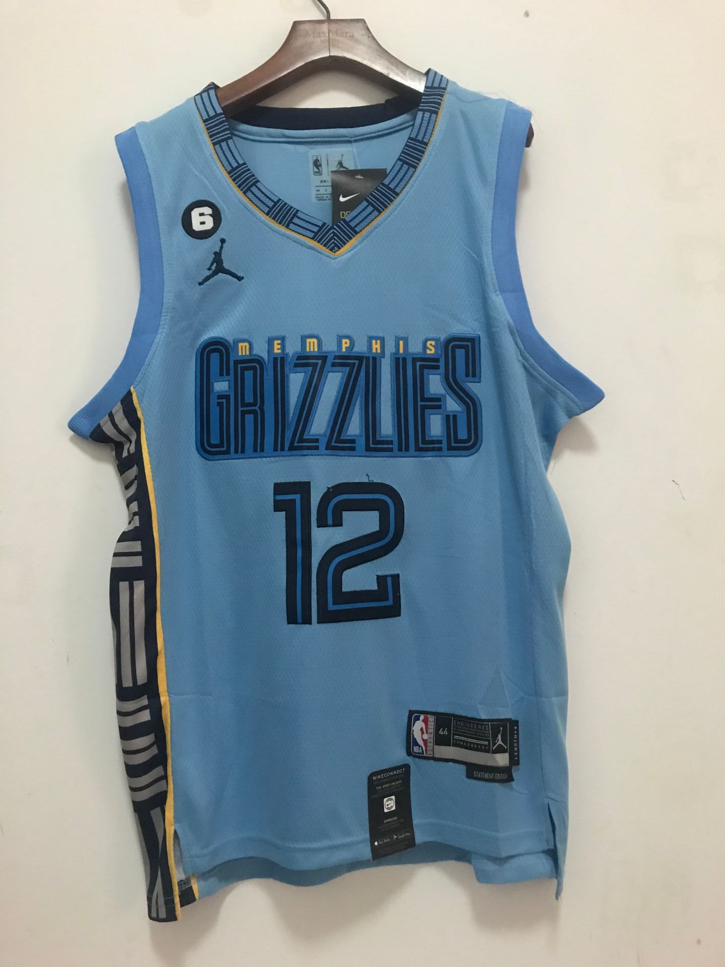 Men Memphis Grizzlies #12 Morant Light blue Game 22-23 NBA Jerseys->minnesota timberwolves->NBA Jersey